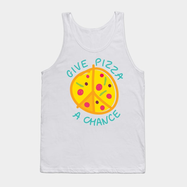 Give Pizza a Chance Tank Top by Dellan